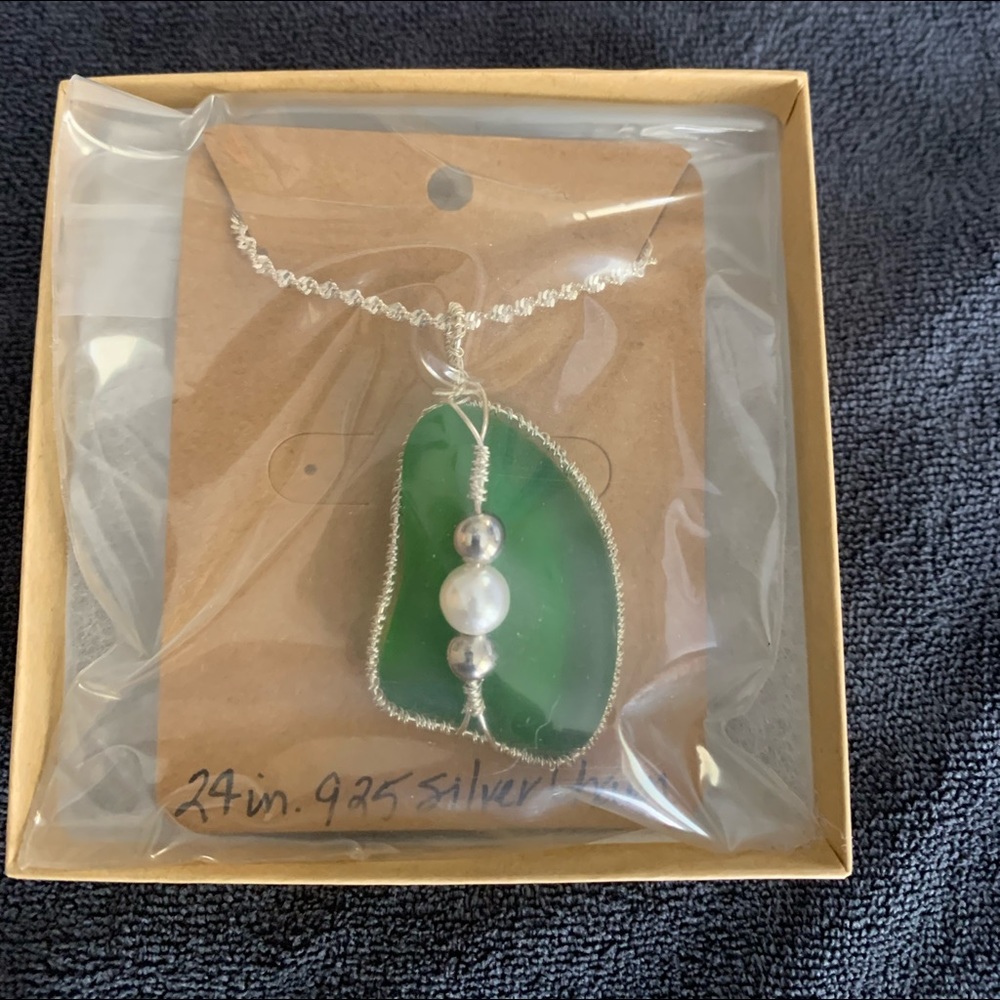Seaglass and Silver Necklace